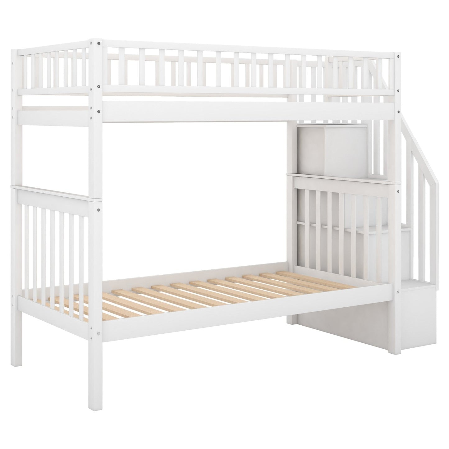 Twin-Over-Twin Bunk Bed with Trundle and Storage