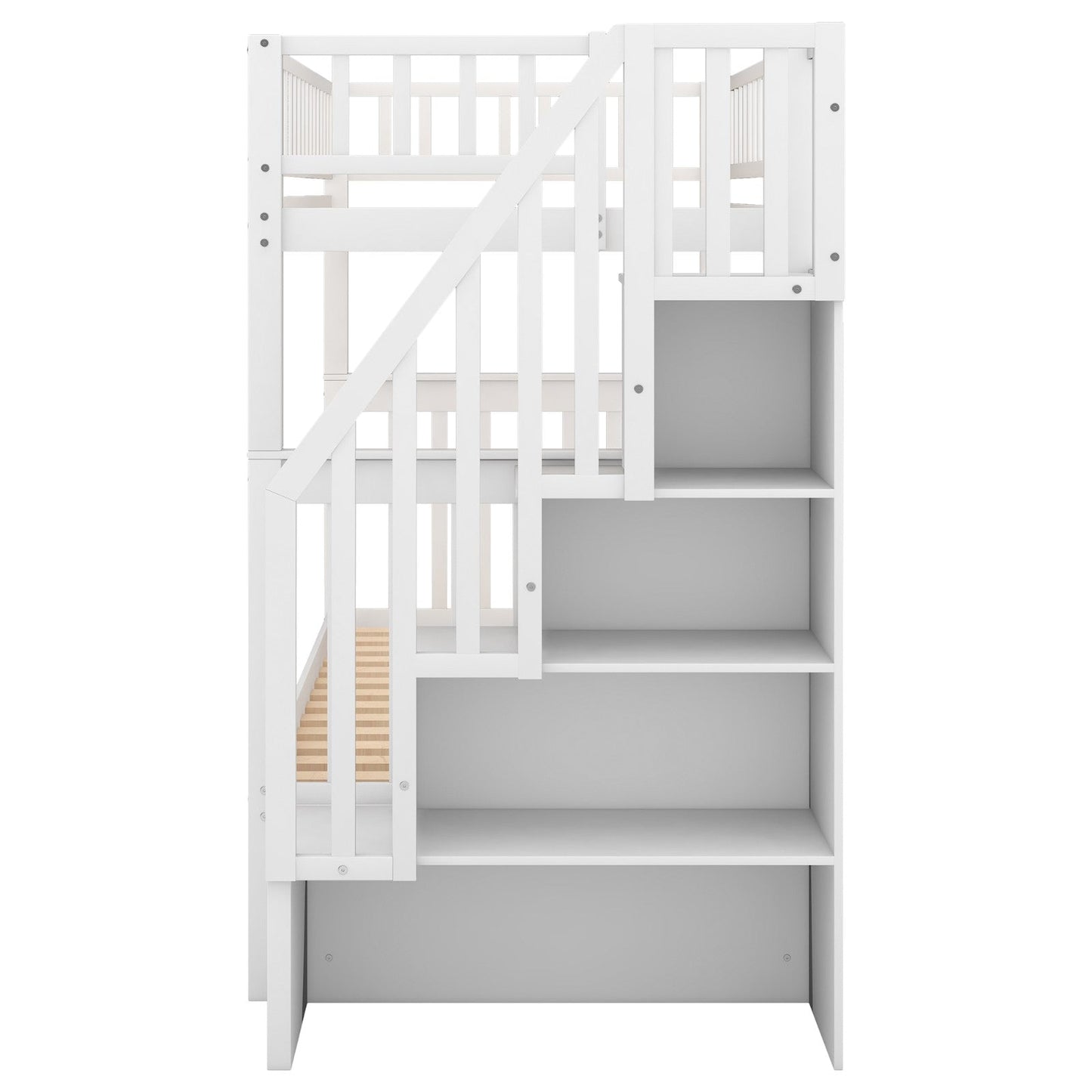 Twin-Over-Twin Bunk Bed with Trundle and Storage