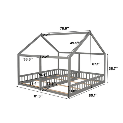 Twin-Size House Platform Beds with Two Shared Beds