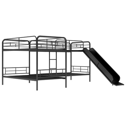 Twin-Size L-Shaped Bunk Bed with Slide and Ladder