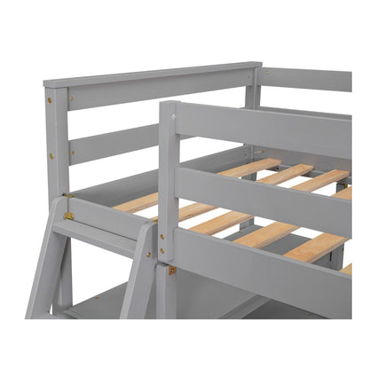 Twin Size Loft Bed with Desk and Shelves, Two Built-in Drawers