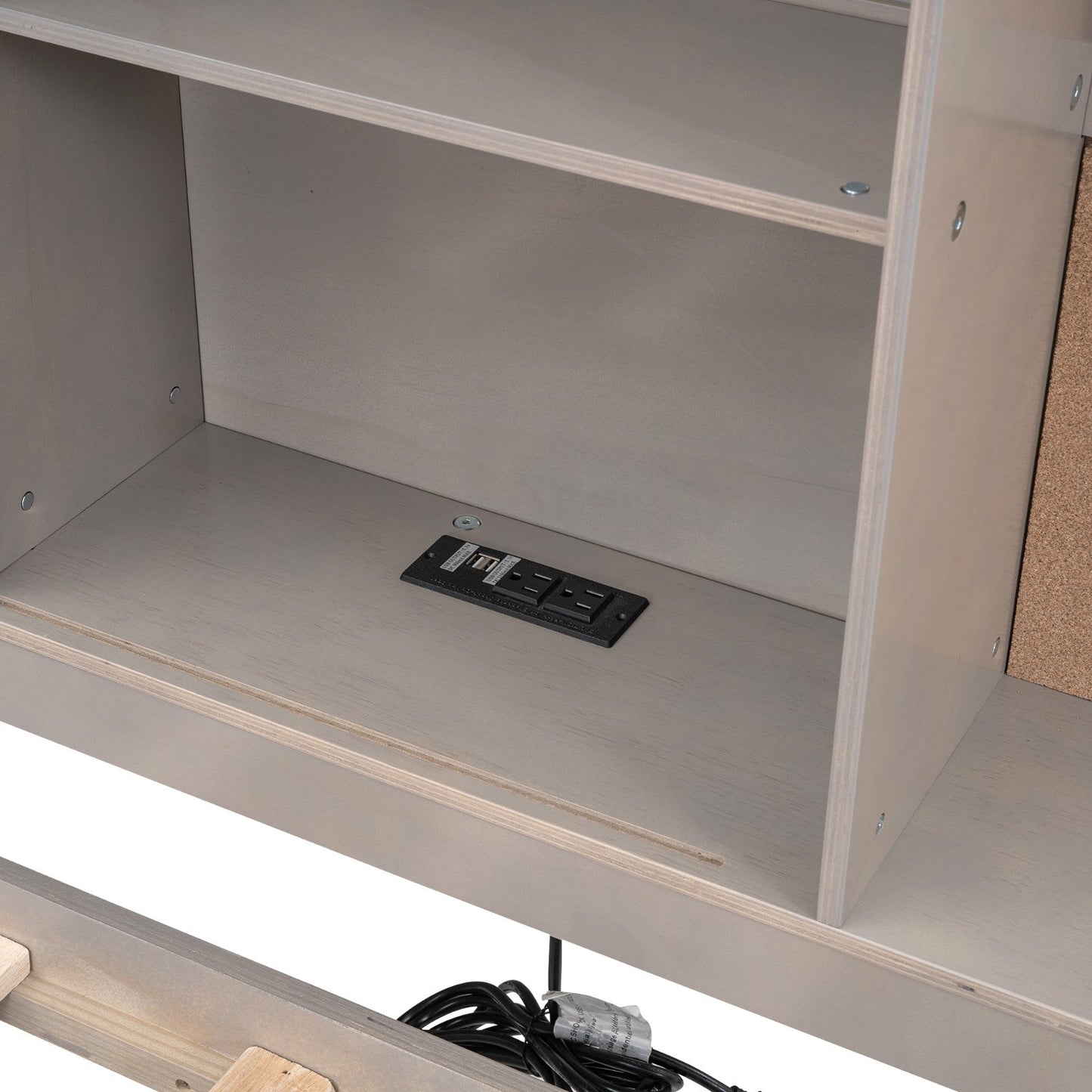 Twin Size Lounge Daybed with Storage Shelves, Cork Board, USB Ports and 3 Drawers