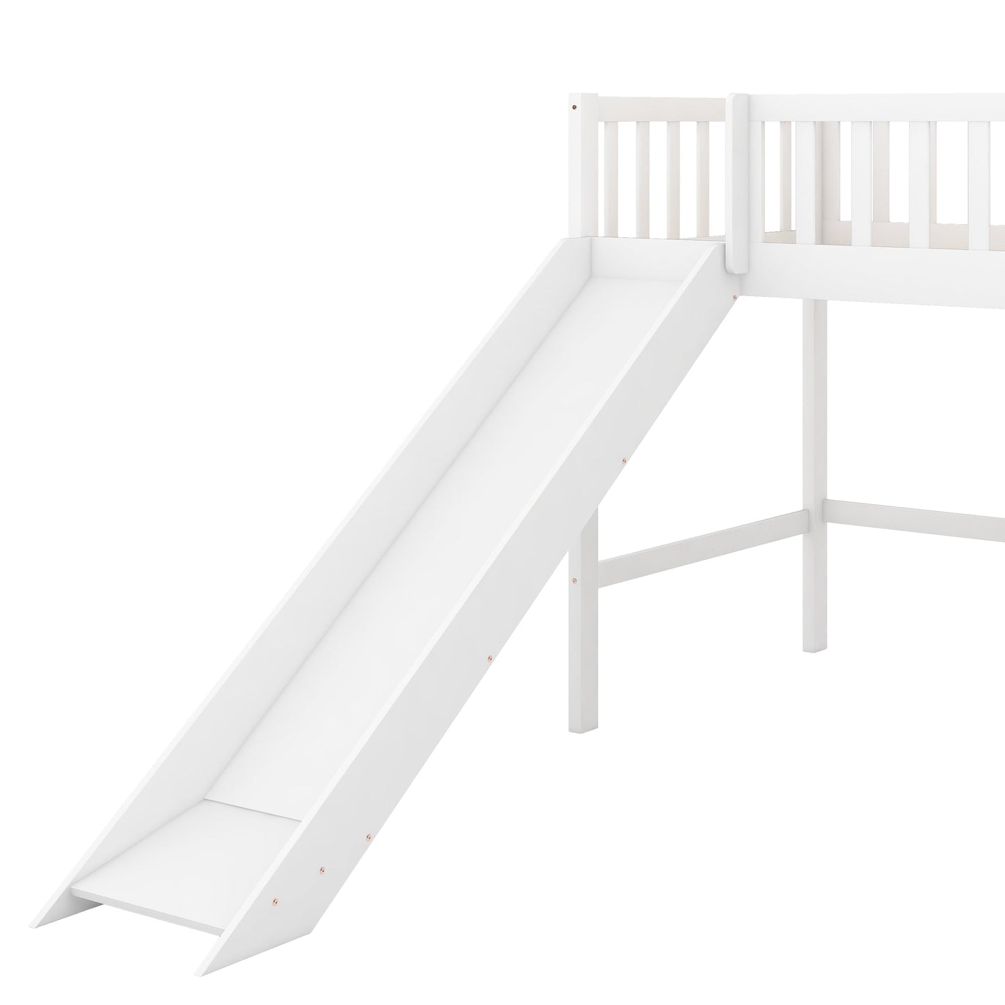 Twin-Size Low Loft Bed with Ladder and Slide