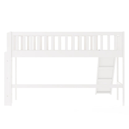 Twin-Size Low Loft Bed with Ladder and Slide