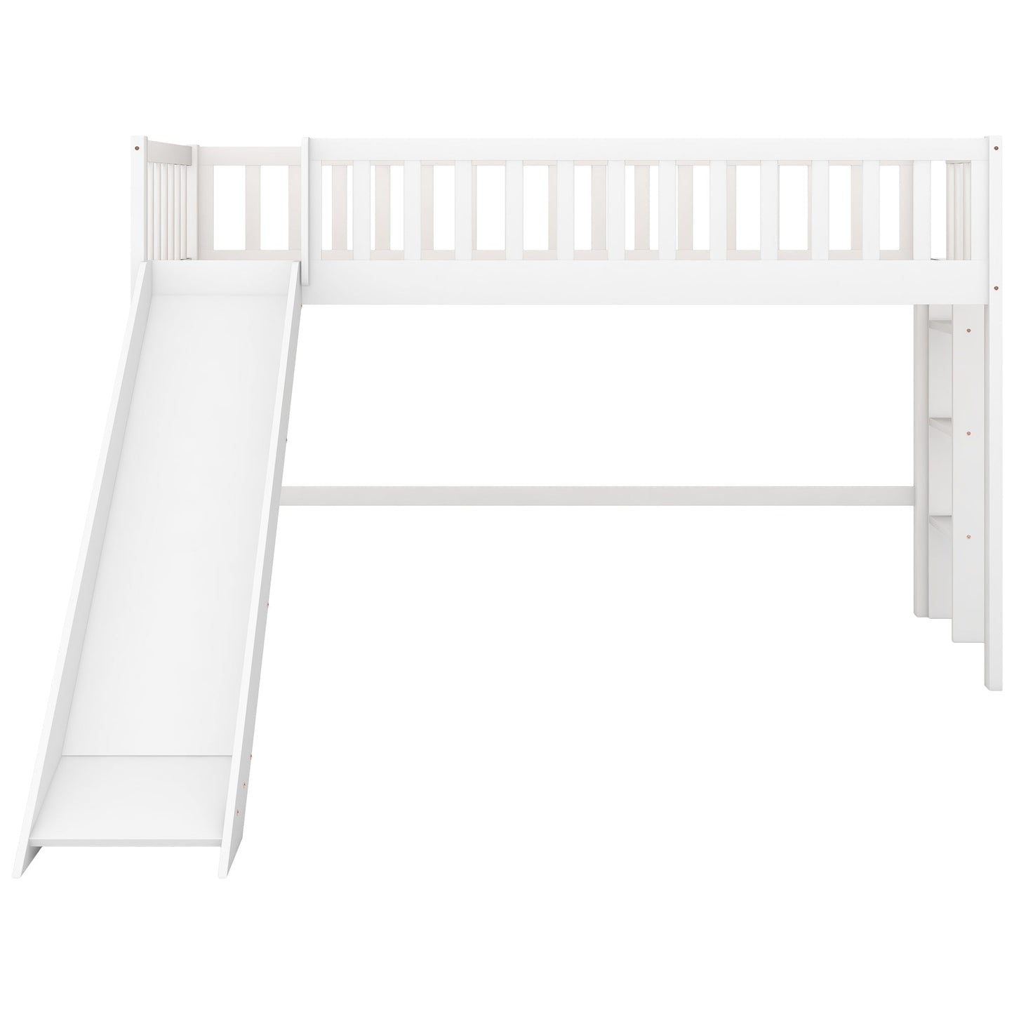 Twin - Size Low Loft Bed with Ladder and Slide - Gear Elevation