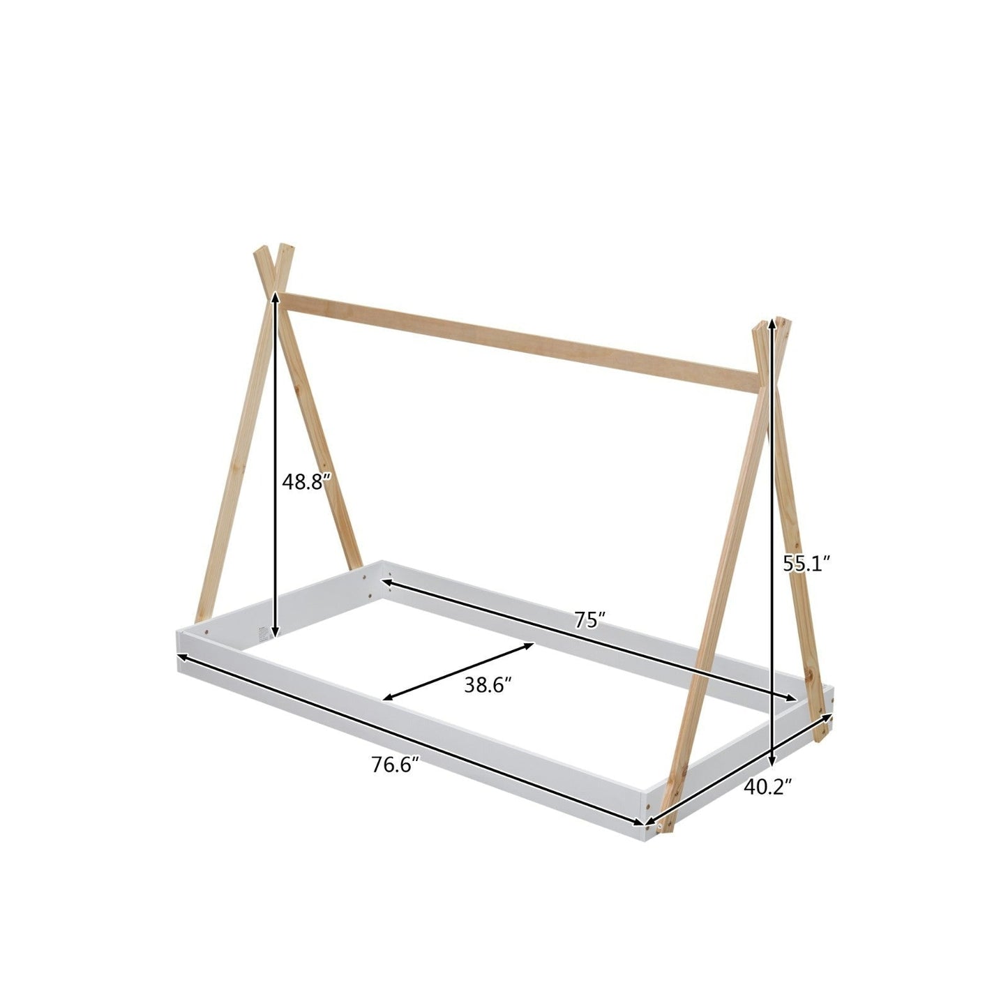 Twin-Size Tent Floor Bed with Triangle Structure