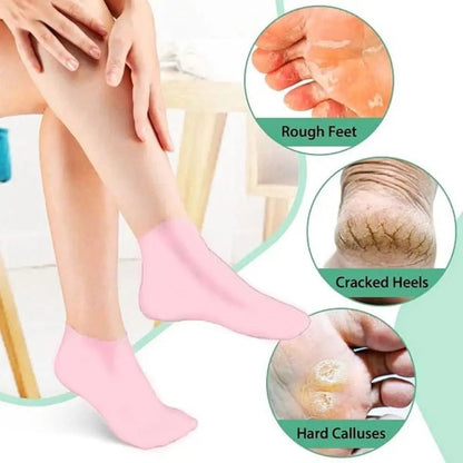 Women Foot Spa Pedicure Silicone Socks - Spa Gel Socks for Calluses, Foot Care After Pedicure, for Dry Cracked Feet