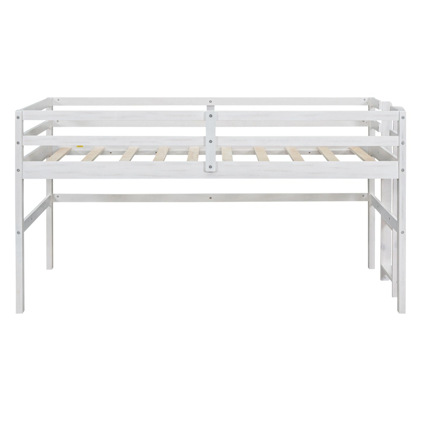 Wood Twin Size Loft Bed with Side Ladder