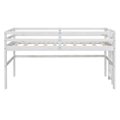 Wood Twin Size Loft Bed with Side Ladder