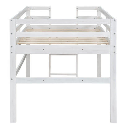 Wood Twin Size Loft Bed with Side Ladder